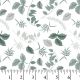 ANTIQUE ROSE LEAVES  - WHITE/SAGE